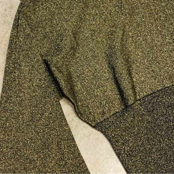 Silk Blend Gold Sparkle Top Elegant Shirt Holiday Party Blouse Valentines Medium - Picture 3 of 5